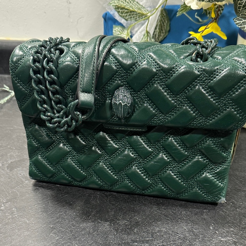 Kurt Geiger Forest Green Kensington Quilted Leather handbag